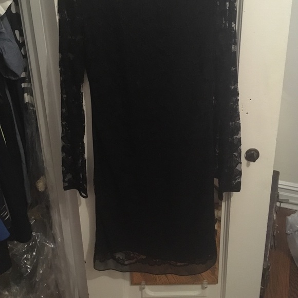 DVF black lace long sleeve dress - Picture 5 of 8